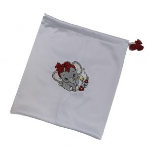 Bolsa de Colación Blanca con Diseño Elefanta Bordada