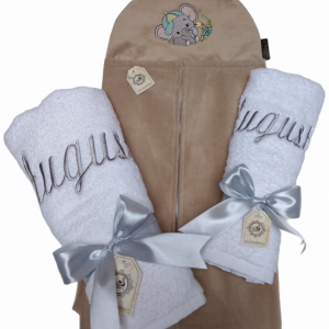 Pañalera de Felpa Modelo elefante y Toallas con nombre