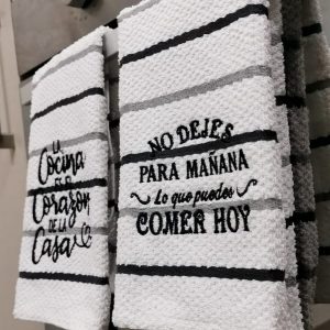 Paño de cocina Rayado con Leyenda bordada