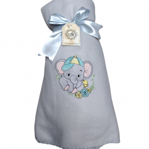 Manta Polar color Gris con Diseño Elefante bordado
