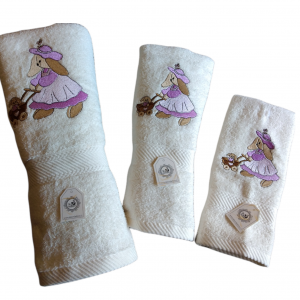 Toallas Baño ,mano y visita crema con Diseño Coneja