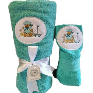 Toallas turquesa de Mano y Baño con diseño marinero