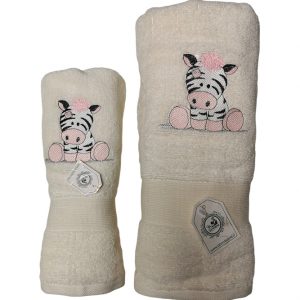 Toallas Crema de Mano y Baño con diseño de cebra