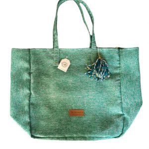 Bolso multiuso de tela turquesa