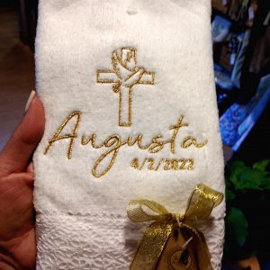 Toalla de Mano Blanca con diseño de Bautizo