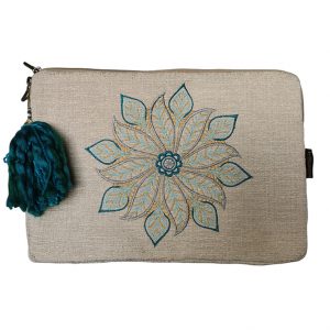 Porta Notebook 14' Beige Mándala Bordado