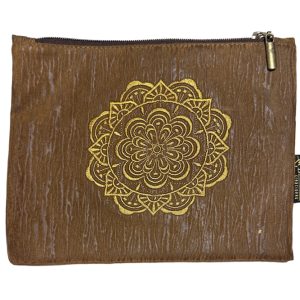 Estuche acolchado bordado cafe